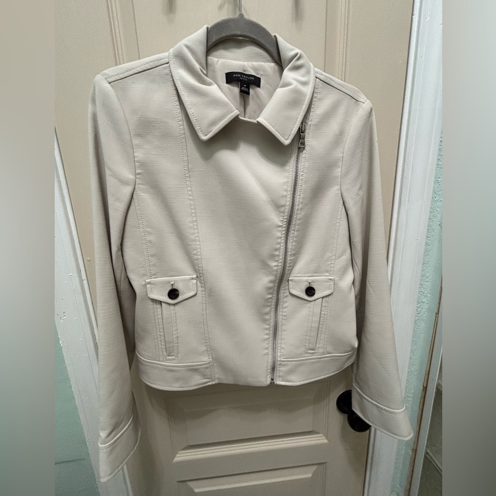 Ann Taylor Ivory Moto Jacket